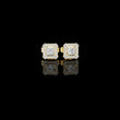 Princess Cut Moissanite Diamond Square Halo Stud Earring