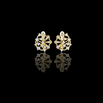 Floral Arc Round Lab Grown Diamond Geometric Flared Wheel Cluster Earrings
