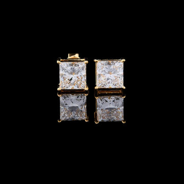 Royal Radiance Lab Grown Princess Cut Gold Stud Earrings By Ivevar
