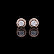 Luxury Double Halo Rose Gold Moissanite Stud Earrings with Round Brilliant Cut Center Stones