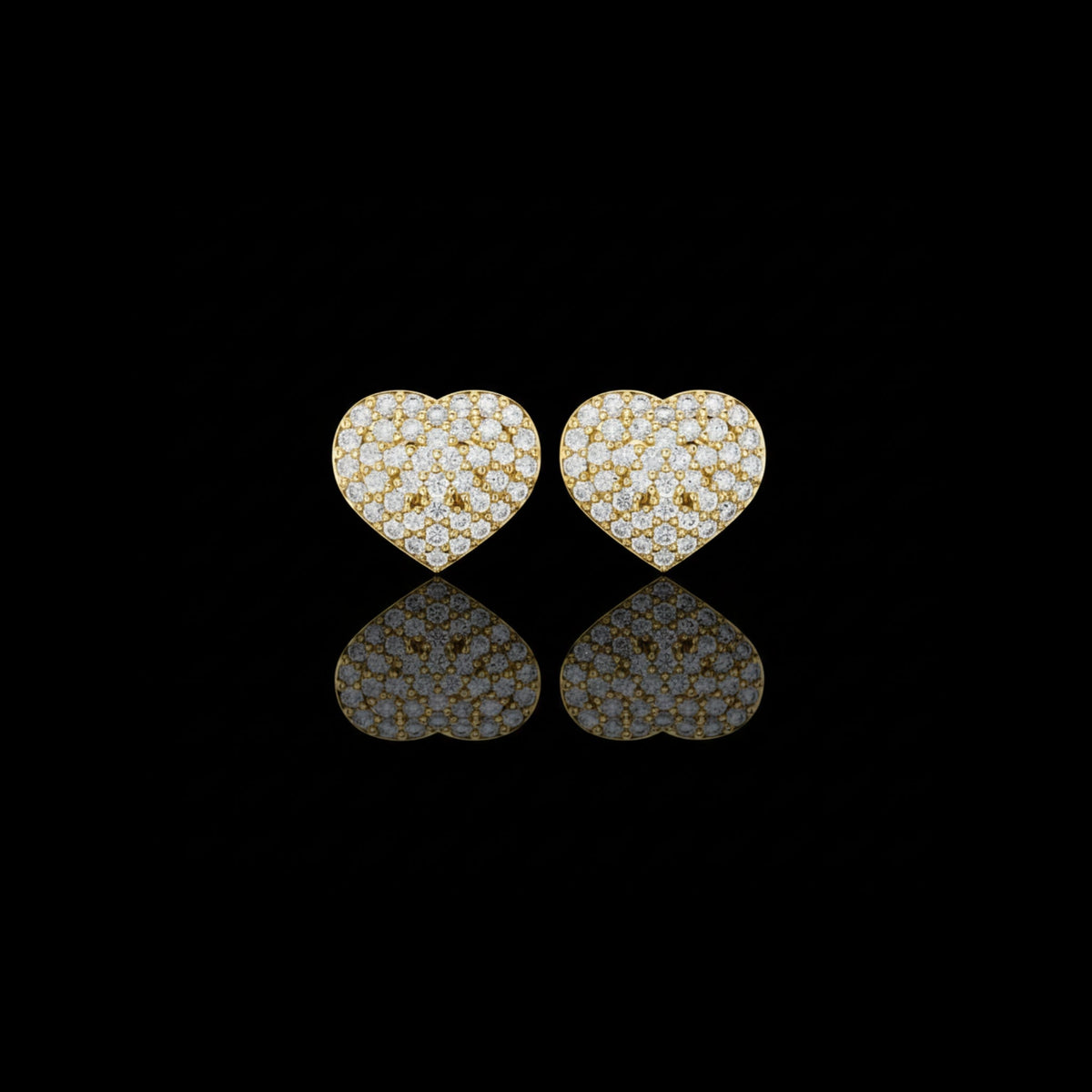 Romantic Heart Shape With Round Moissanite Diamond Stud Earrings with Pavé Brilliance