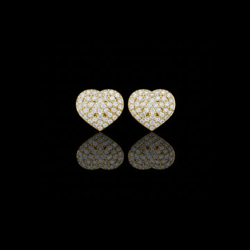 Romantic Heart Shape With Round Lab Diamond Stud Earrings with Pavé Brilliance