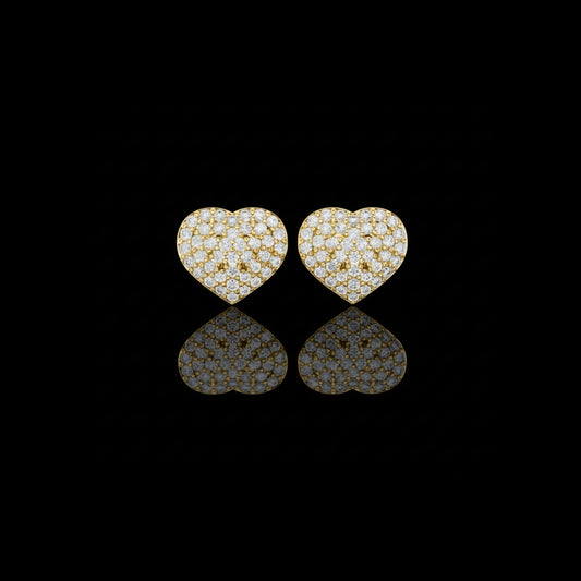 Romantic Heart Shape With Round Lab Diamond Stud Earrings with Pavé Brilliance