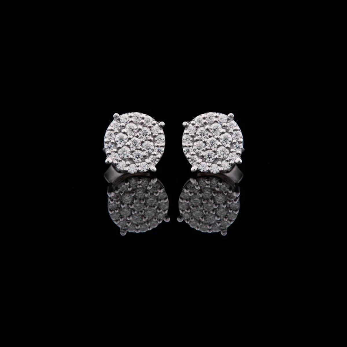 Premium Lab Grown Round Multi Stone Cluster Stud Earrings with Exceptional Radiance