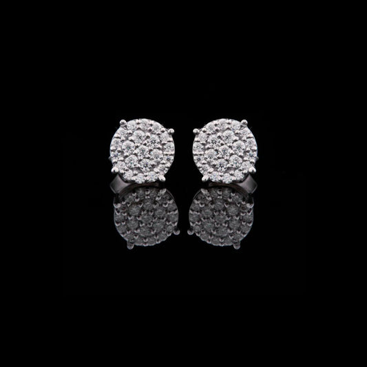 Premium Lab Grown Round Multi Stone Cluster Stud Earrings with Exceptional Radiance