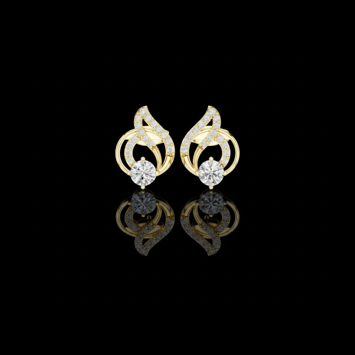 Bright Modern Round Lab Diamond Swirl Stud Earring