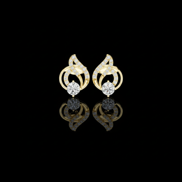 Bright Modern Round Lab Diamond Swirl Stud Earring