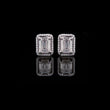 Luxurious Emerald Cut Lab Diamond Halo Stud Earring in White Gold