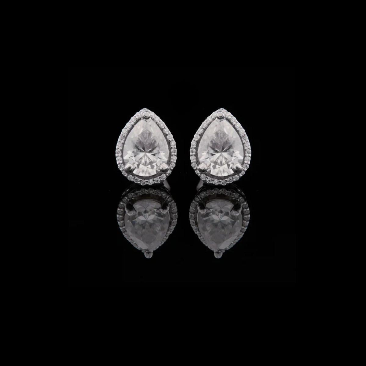 Round Cut Lab Diamond Double Drop Earring Set with Textured Multi Tier Setting