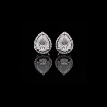 Round Cut Moissanite Diamond Double Drop Earring Set with Textured Multi Tier Setting