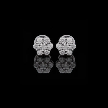 Floral Motif Geometric Silhouette Everyday Earrings Featuring Moissanite Diamonds
