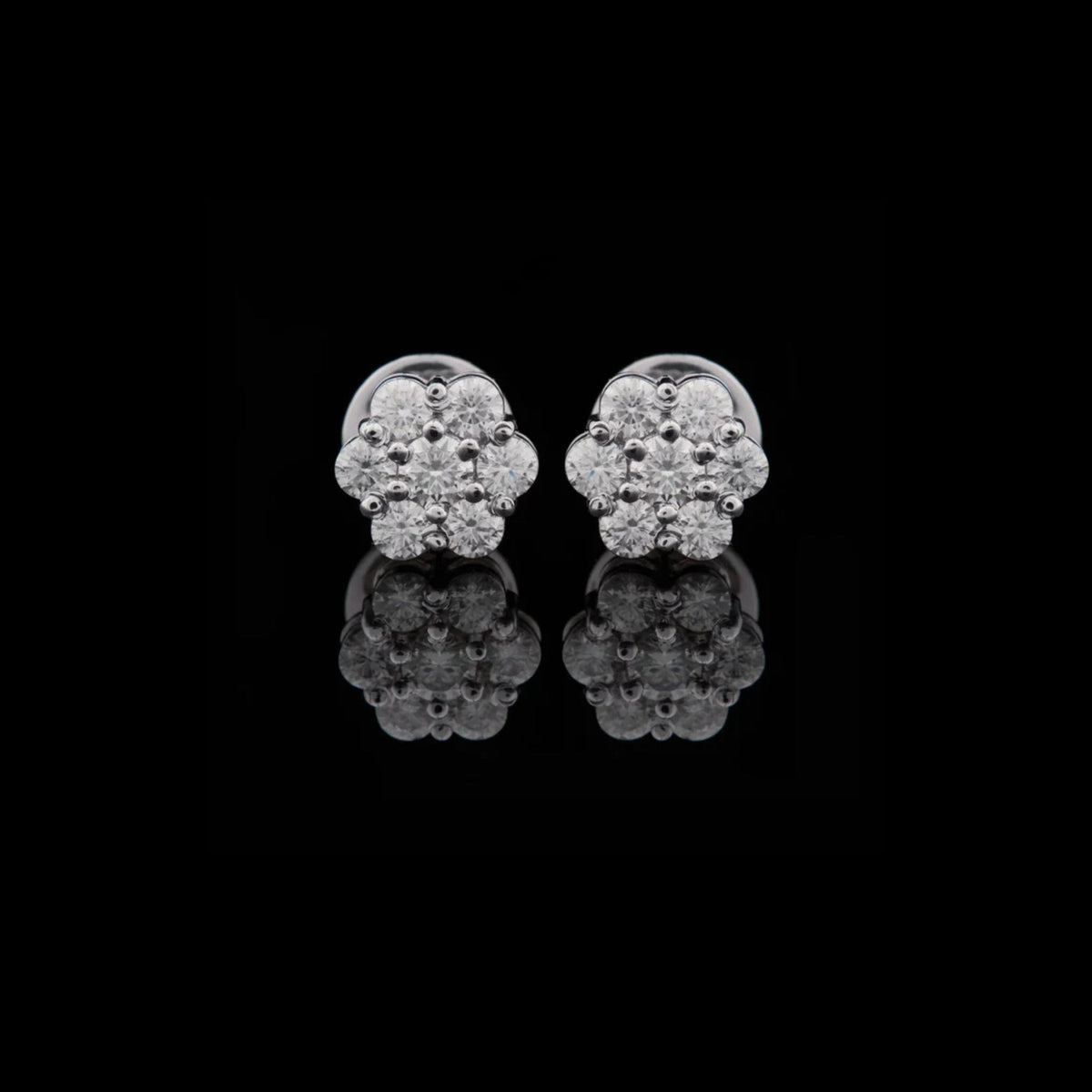 Floral Motif Geometric Silhouette Everyday Earrings Featuring Lab Grown Diamonds