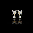 Butterfly Pear Lab Diamond Drop Earrings with Marquise Accents