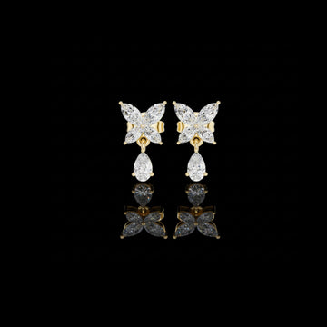 Butterfly Pear Lab Diamond Drop Earrings with Marquise Accents