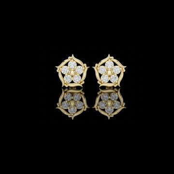 Delicate Floral Round Lab Diamond Cluster Stud Earrings