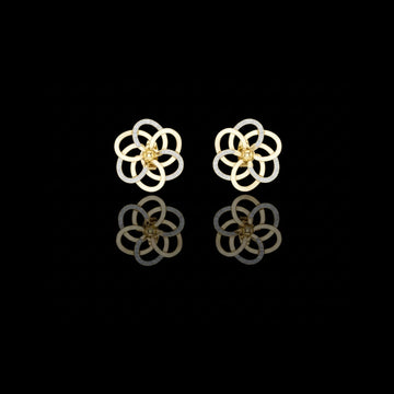 Intertwined Bloom Floral Lab Grown Diamond Stud Earrings with Pavé Accents