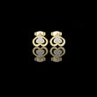 Clover Motif Round Moissanite Diamond Earrings Three Stone Open Loop Heart Studs