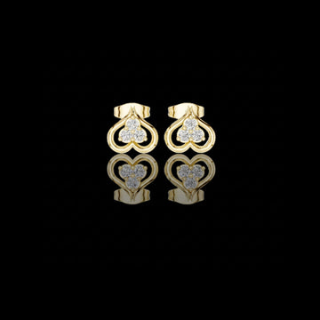 Clover Motif Round Lab Diamond Earrings Three Stone Open Loop Heart Studs