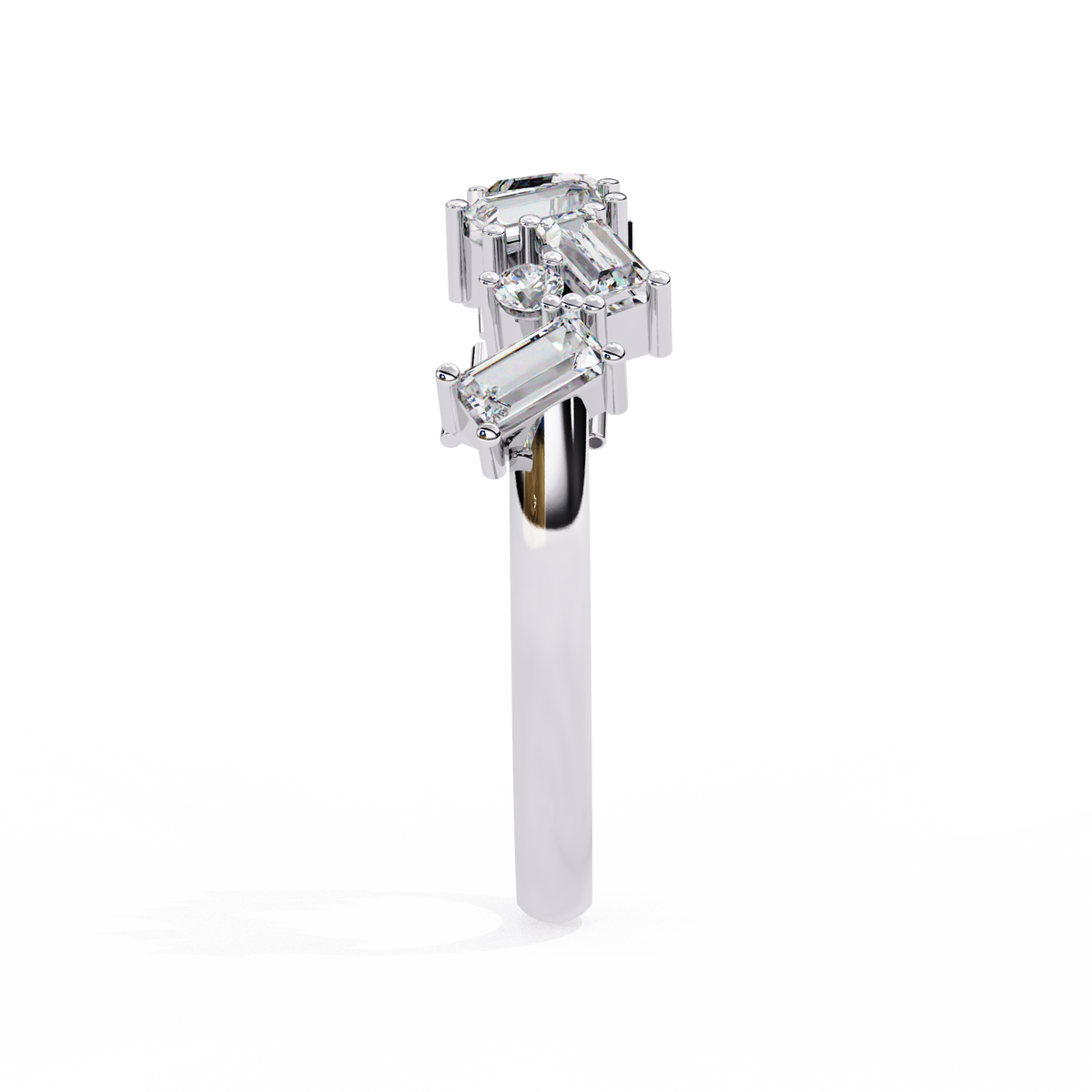 Baguette & Round Cut Moissanite Diamond Eternity Ring Wedding Band - View 4
