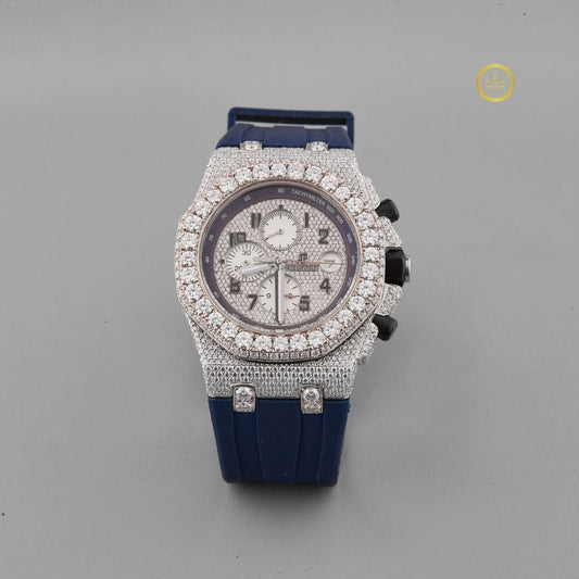 Brilliant Iced Out Lab Diamond Watch Men’s Luxury with Rubber Strap