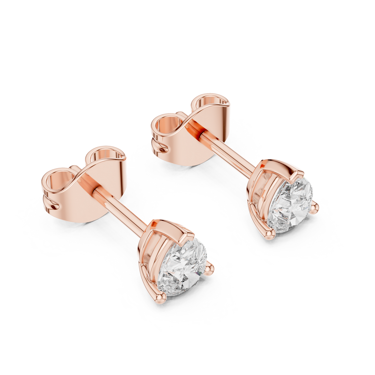 Pear Shaped Lab Diamond Stud Earrings with Soft Contoured Setting - View 5
