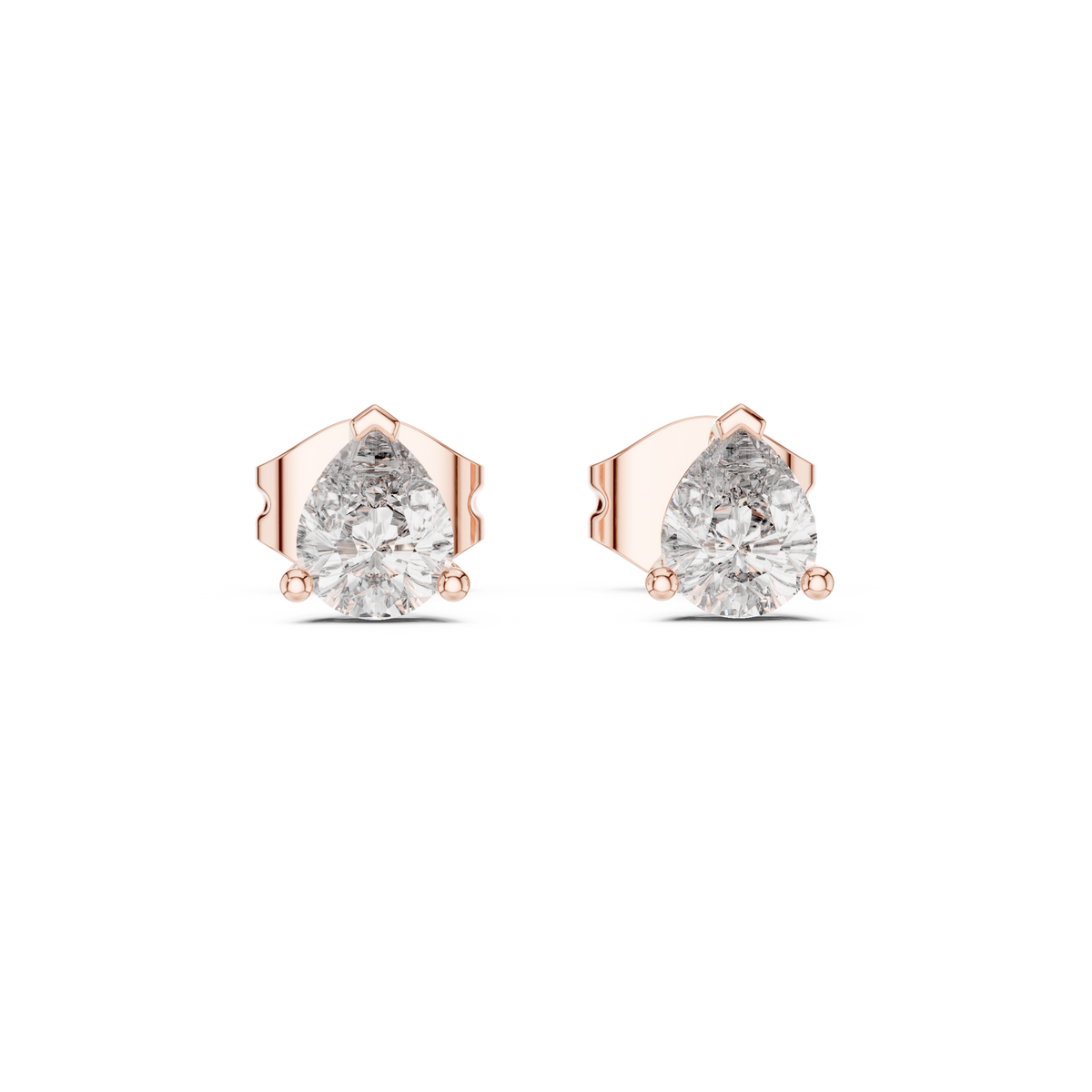 Pear Shaped Lab Diamond Stud Earrings with Soft Contoured Setting - View 2