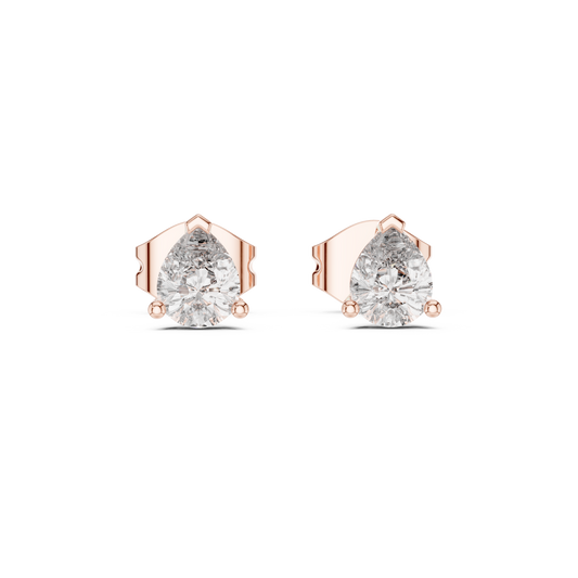 Pear Shaped Lab Diamond Stud Earrings with Soft Contoured Setting - View 2