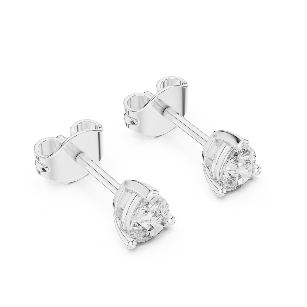 Pear Shaped Lab Diamond Stud Earrings with Soft Contoured Setting - View 6