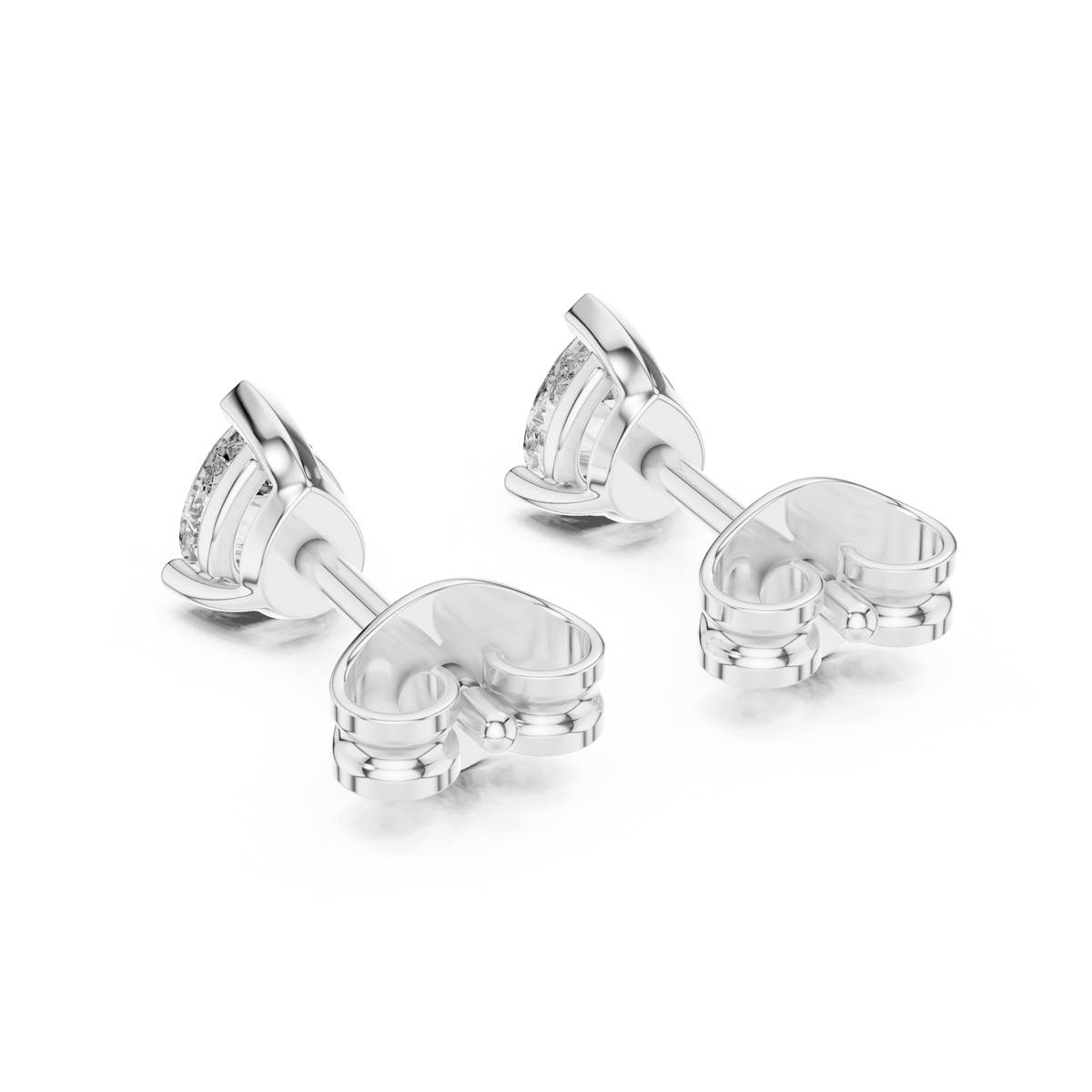 Pear Shaped Moissanite Diamond Stud Earrings with Soft Contoured Setting - View 12