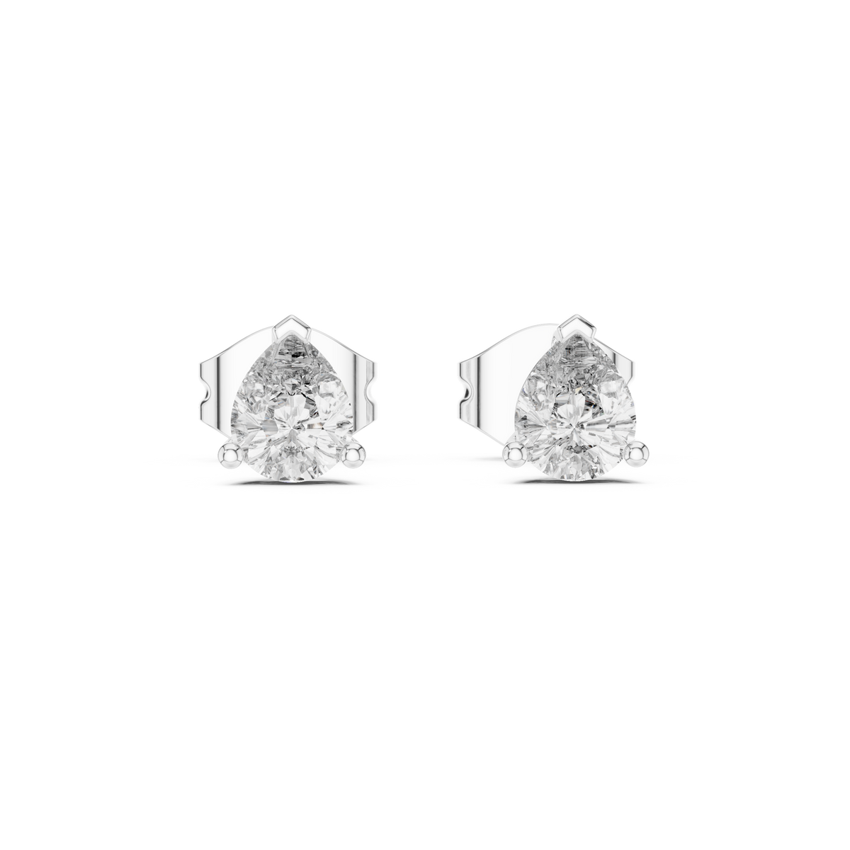 Pear Shaped Lab Diamond Stud Earrings with Soft Contoured Setting - View 3