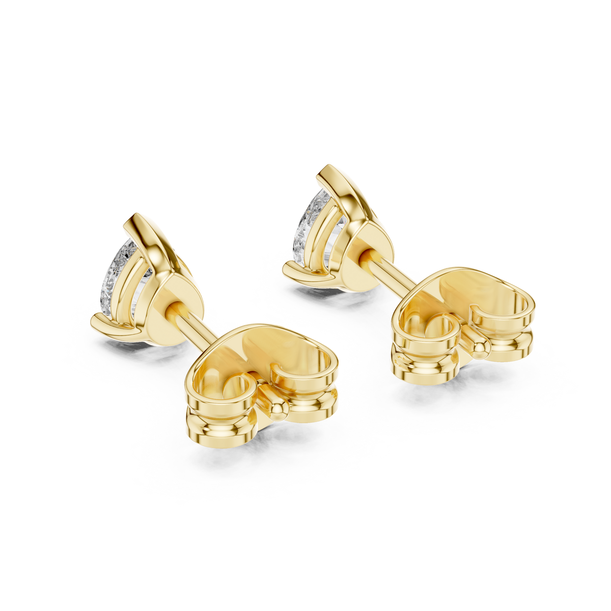 Pear Shaped Moissanite Diamond Stud Earrings with Soft Contoured Setting - View 10