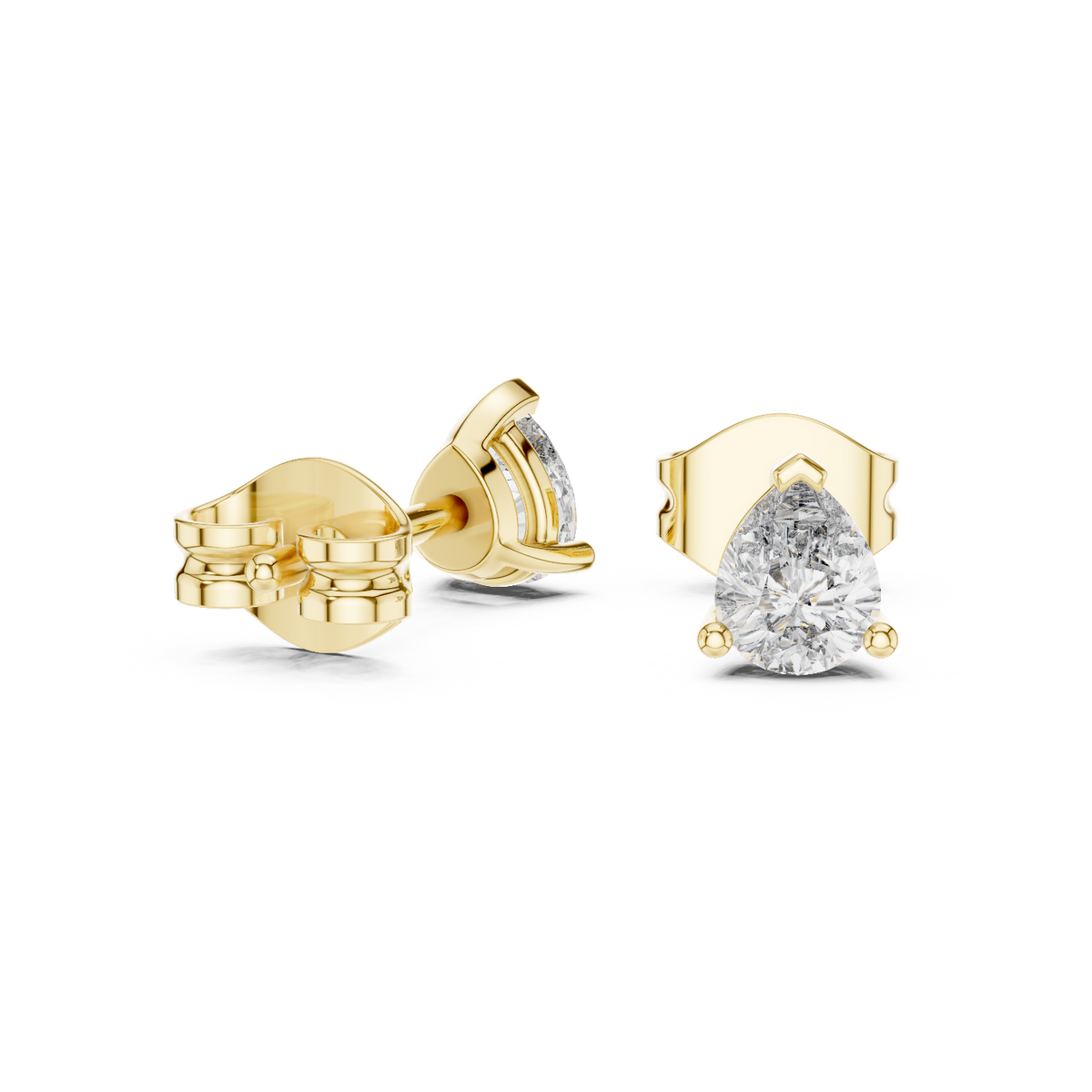 Pear Shaped Lab Diamond Stud Earrings with Soft Contoured Setting - View 7