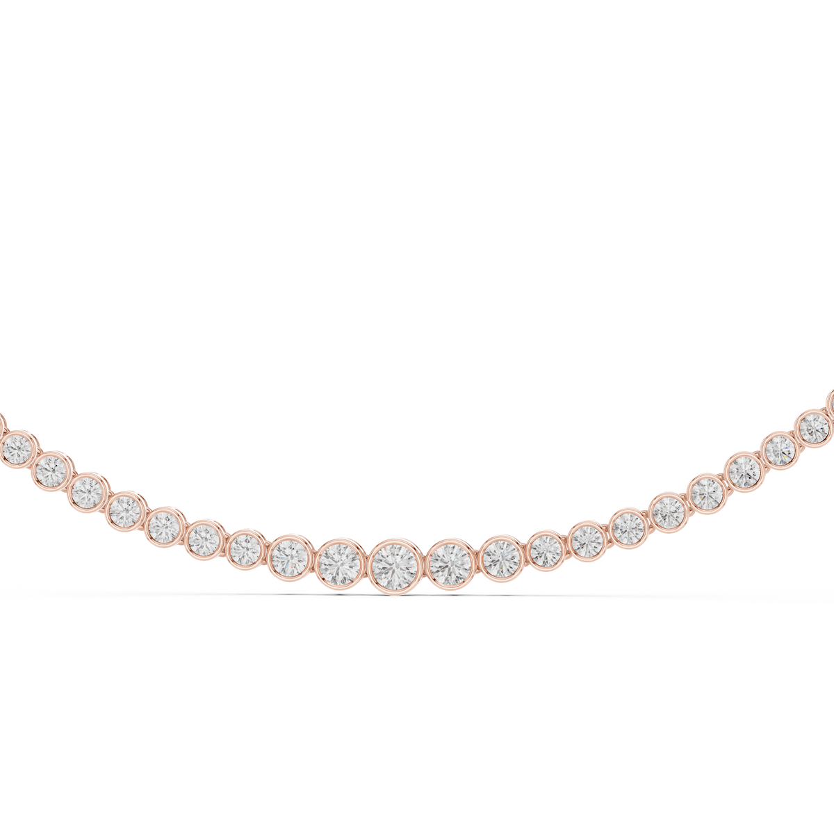 Stunning Round Cut Lab Grown Bezel Set Tennis Necklace - View 2