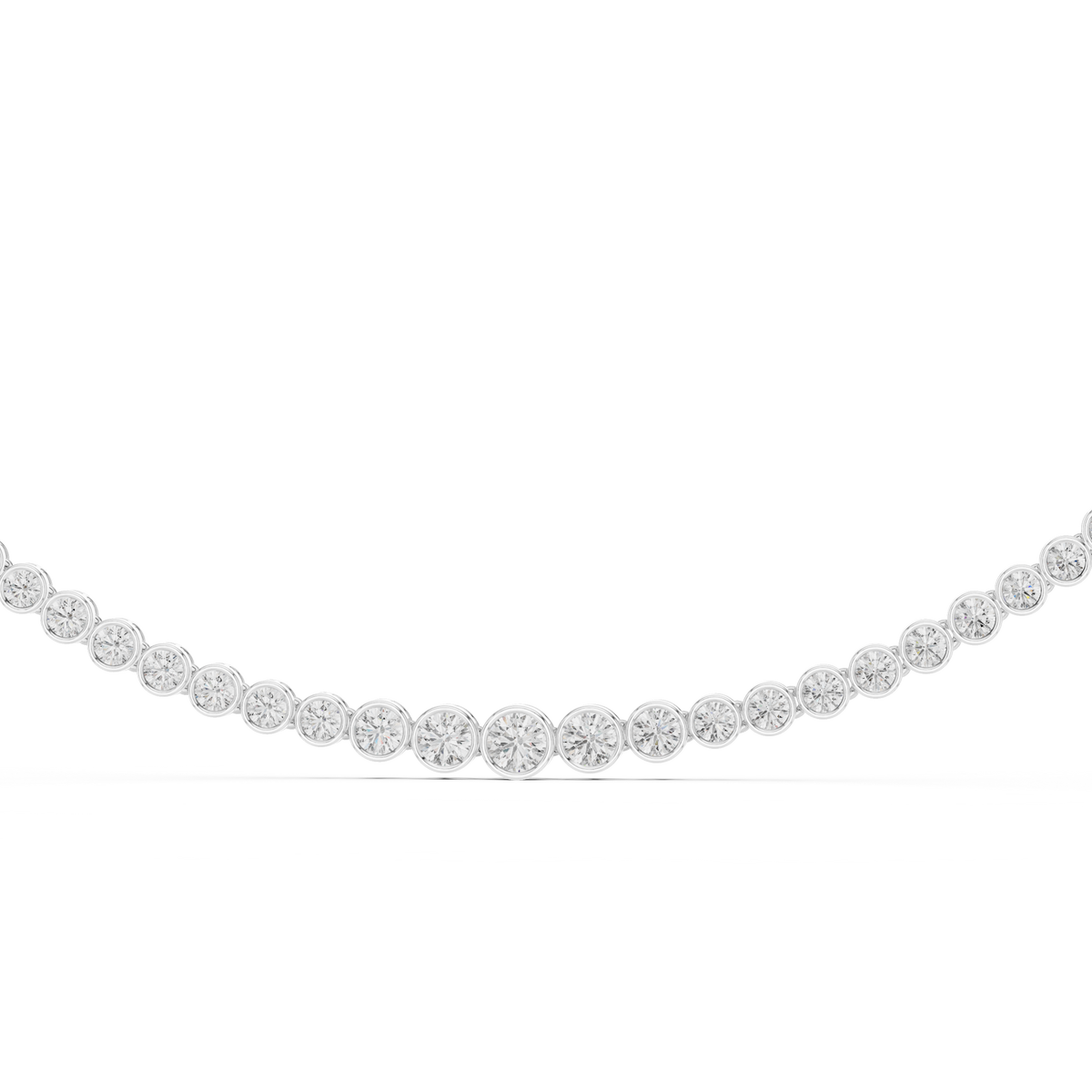 Stunning Round Cut Lab Grown Bezel Set Tennis Necklace - View 3