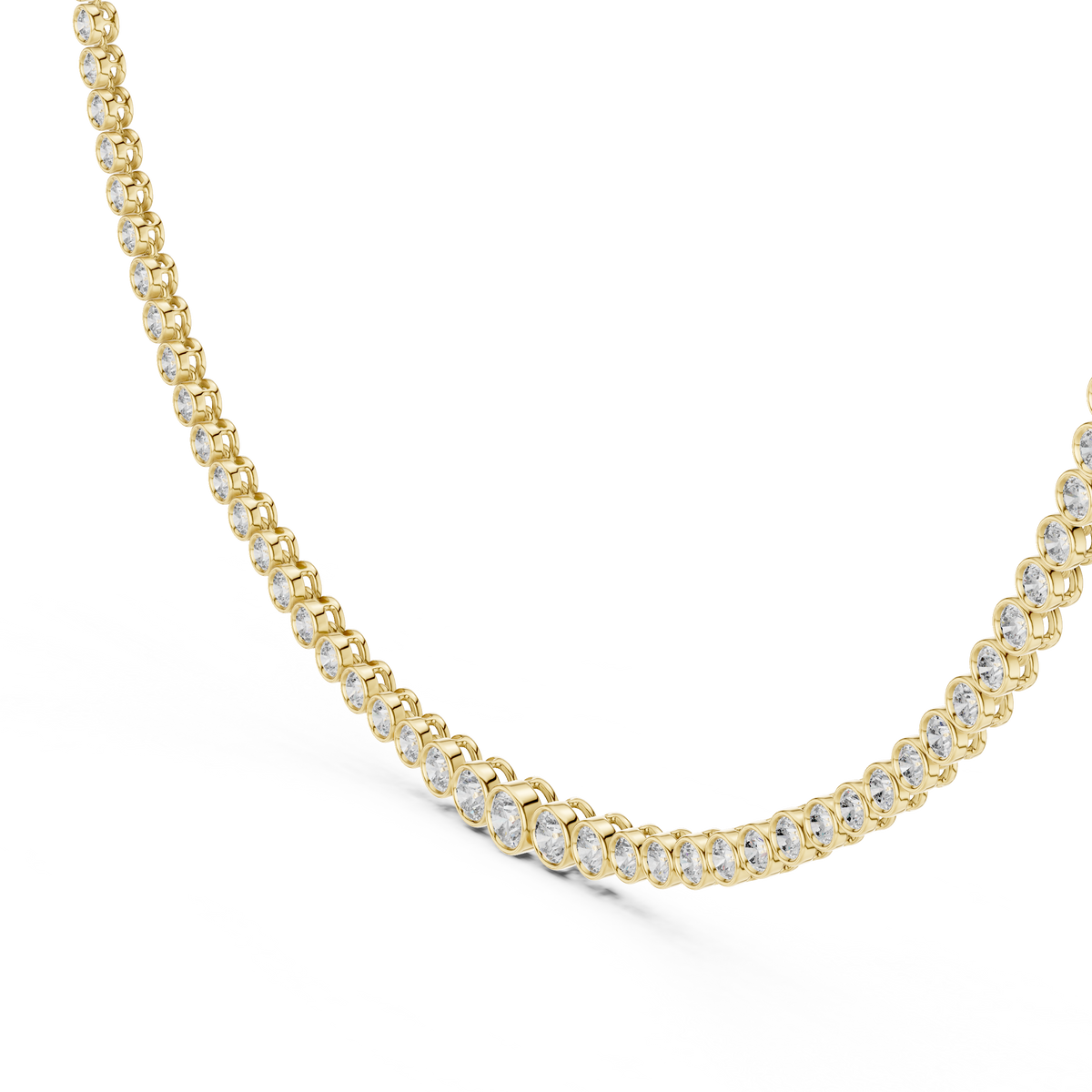 Stunning Round Cut Moissanite Bezel Set Tennis Necklace - View 6