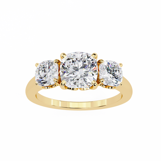 Cushion Three Stone Lab Diamond Engagement Ring For Her - View 2