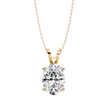 Oval Cut Moissanite Diamond Solitaire Four Prong V Bail Pendant - View 2
