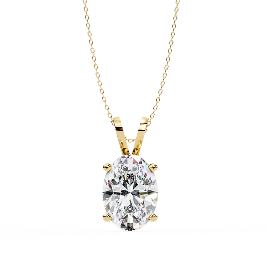 Oval Cut Moissanite Diamond Solitaire Four Prong V Bail Pendant - View 2