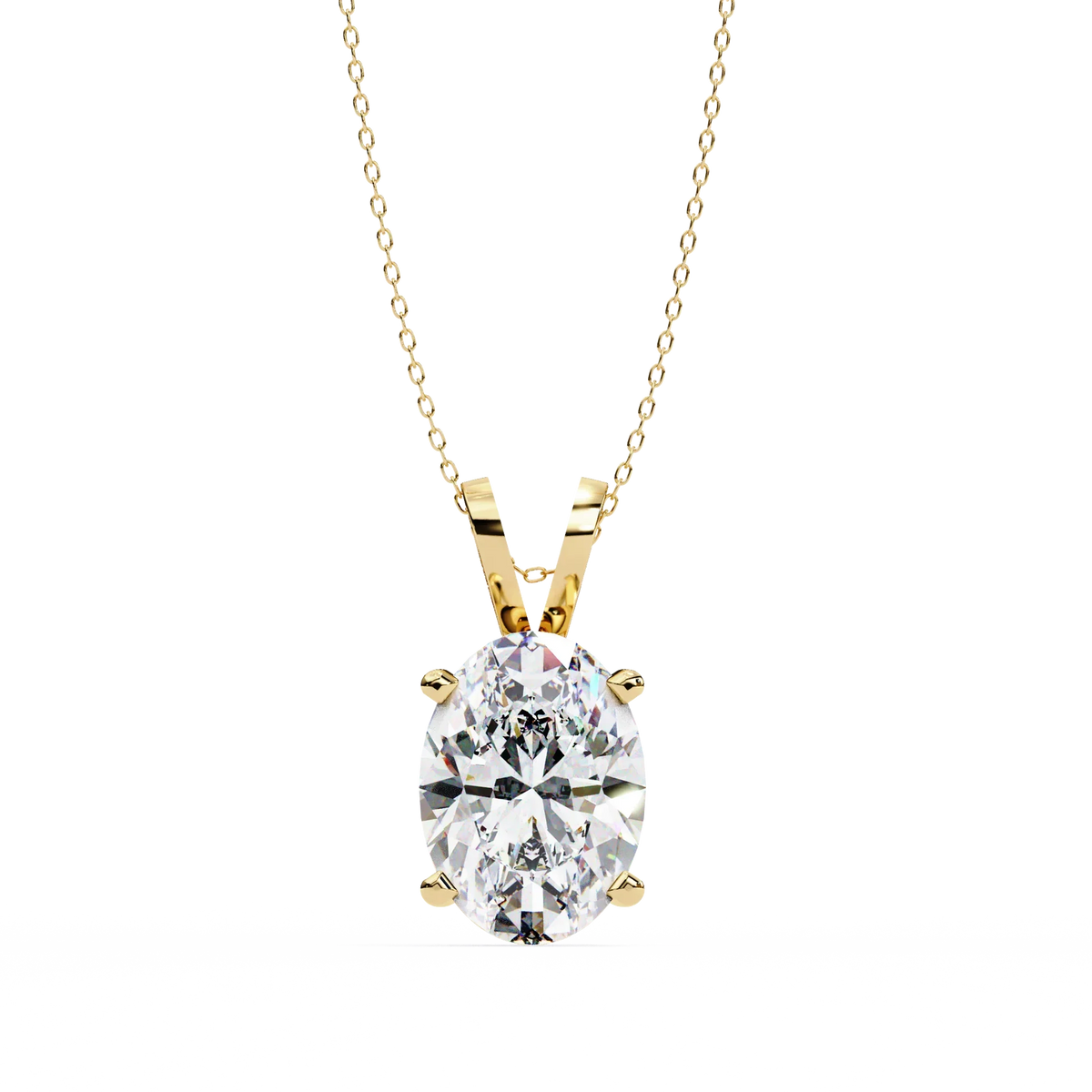 Oval Cut Lab Grown Diamond Solitaire Four Prong V Bail Pendant - View 2