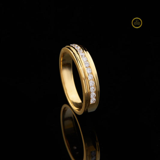 Round Cut Channel Set Moissanite Diamond Wedding Band Ring - View 2