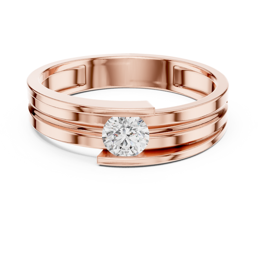 Round Cut Moissanite Diamond Men's Tension Set Solitaire Ring - View 2