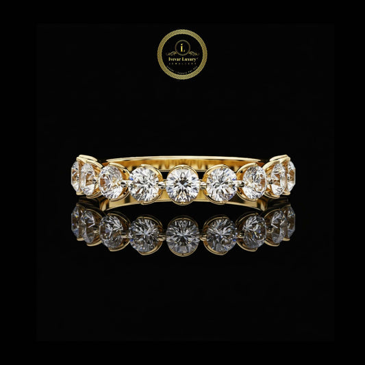 Round Brilliant Cut Moissanite Diamond Anniversary Band Ring