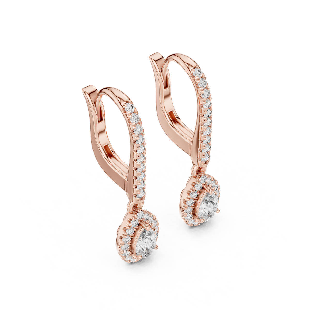 Bright Pear Cut Lab Diamond Drop Earrings Premium Halo Dangle Jewelry - View 5