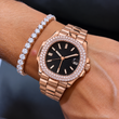 Rose Gold Iced Out Watch & Diamond Tennis Bracelet Set