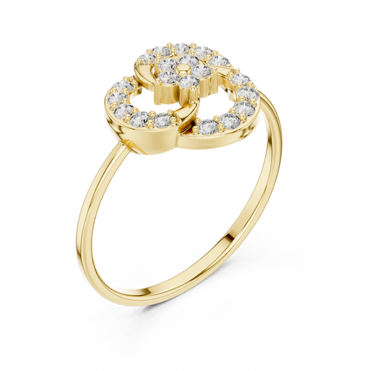 Floral Double Loop Round Cut Lab Diamond Engagement Ring - View 2