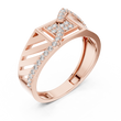 Round Cut Moissanite Diamond Men's Geometric Asymmetric Diagonal Pave Wedding Ring - View 5