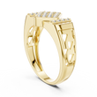 Round Cut Lab Grown Diamond Men's Architectural Vertical Pave Pillar Wedding Ring - View 7
