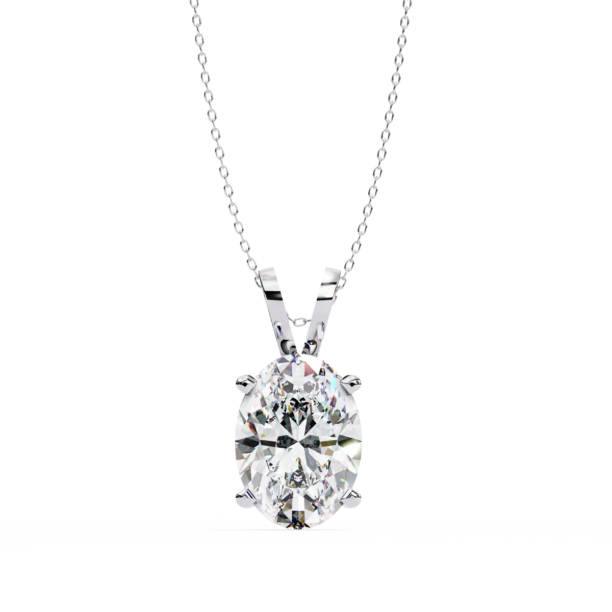 Oval Cut Lab Grown Diamond Solitaire Four Prong V Bail Pendant - View 4