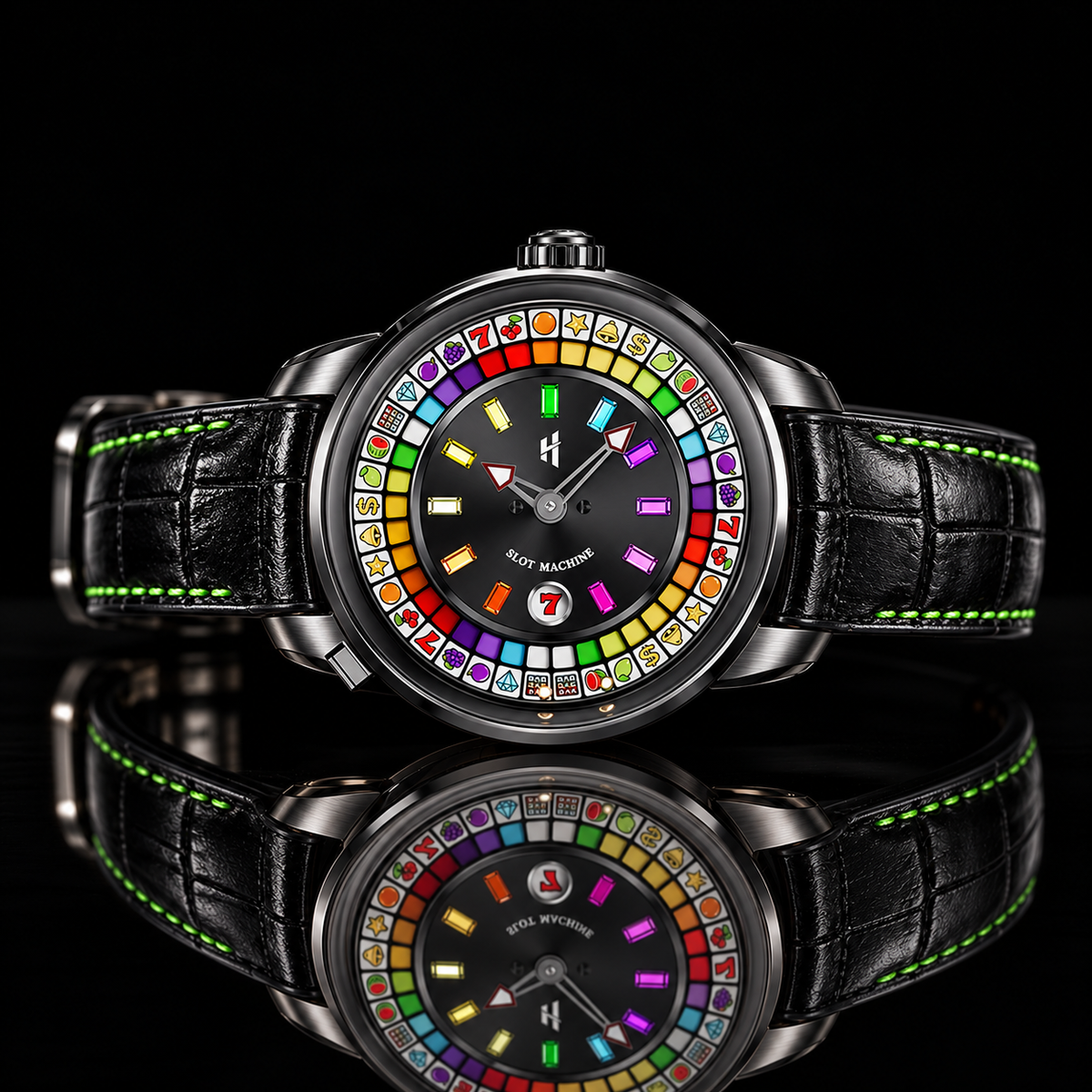 Casino Series Black Slots Machine Limited Edition Automatic Watch