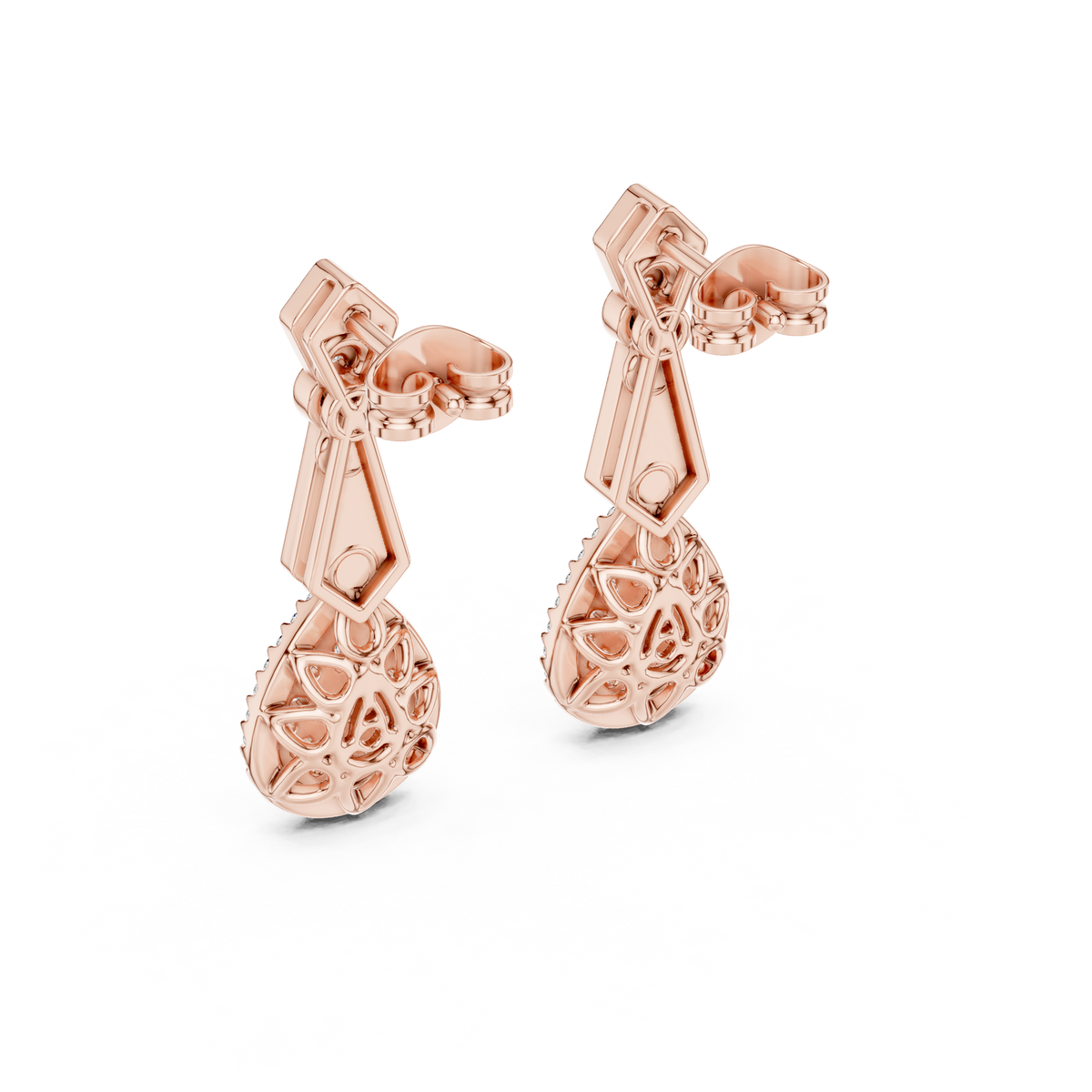 Pure Opulence Round Lab Diamond Halo Drop Earrings Premium Fine Jewelry - View 11